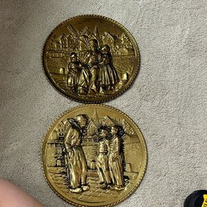 Vintage brass Dutch Decorative Wall Plates